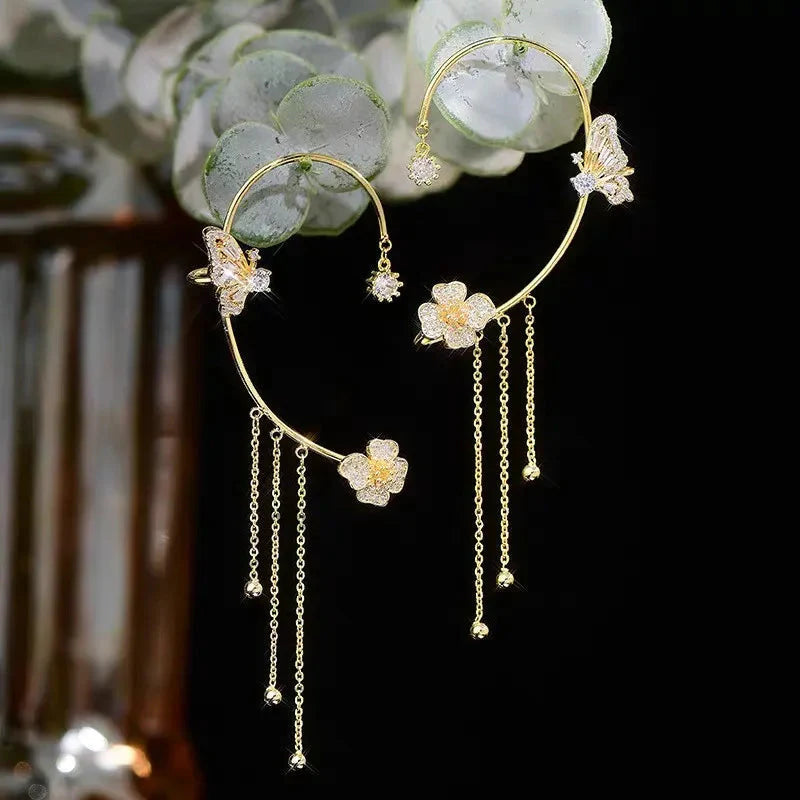 FringeZirPro Elegant Fringe Zircon Earrings - full drop earring profile view