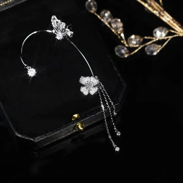 FringeZirPro Elegant Fringe Zircon Earrings - overhead flat lay product display