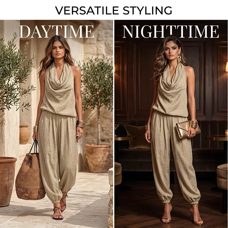 Gelsomina Brentani™ Drapowany kombinezon halter dla beztroskiego stylu