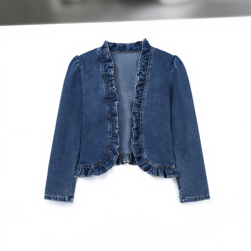 Gianna Castelli™ Jeansowa kurtka z falbankami i otwartym przodem