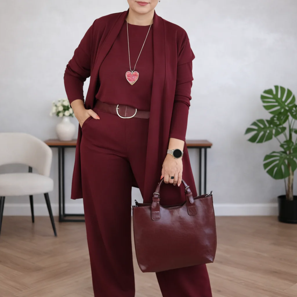Giulia Carrozzi™ elegancki komplet 3 częściowy z kardiganem