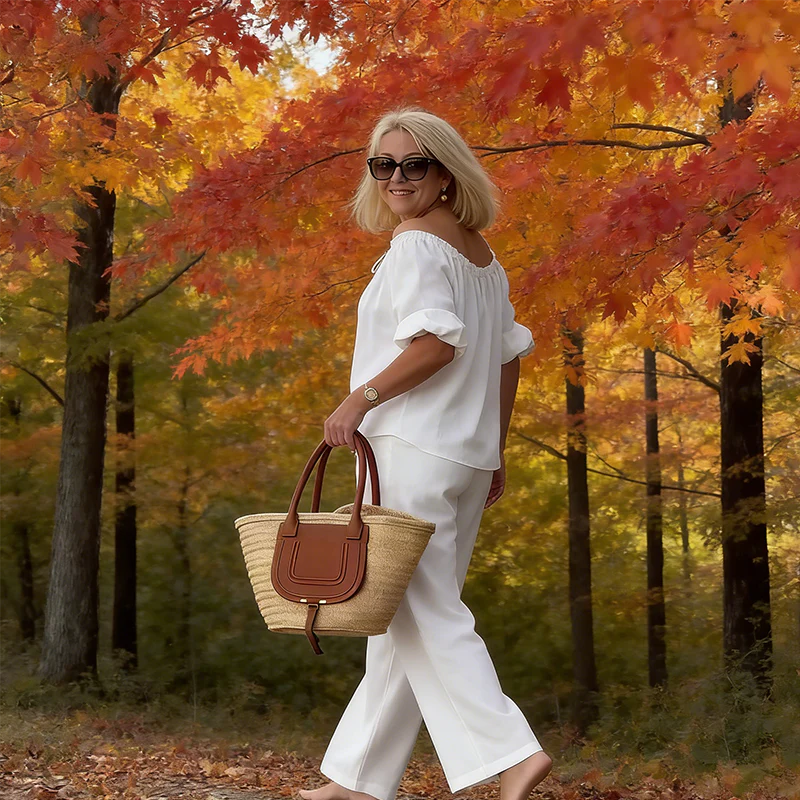 Giulia Women's Drawstring Top & Pants 2-Piece Set - full length view of relaxed lounge outfit