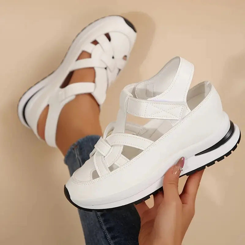 GlideSole Pro All-Day Comfort Wedge Sandals - rear view highlighting wedge heel construction