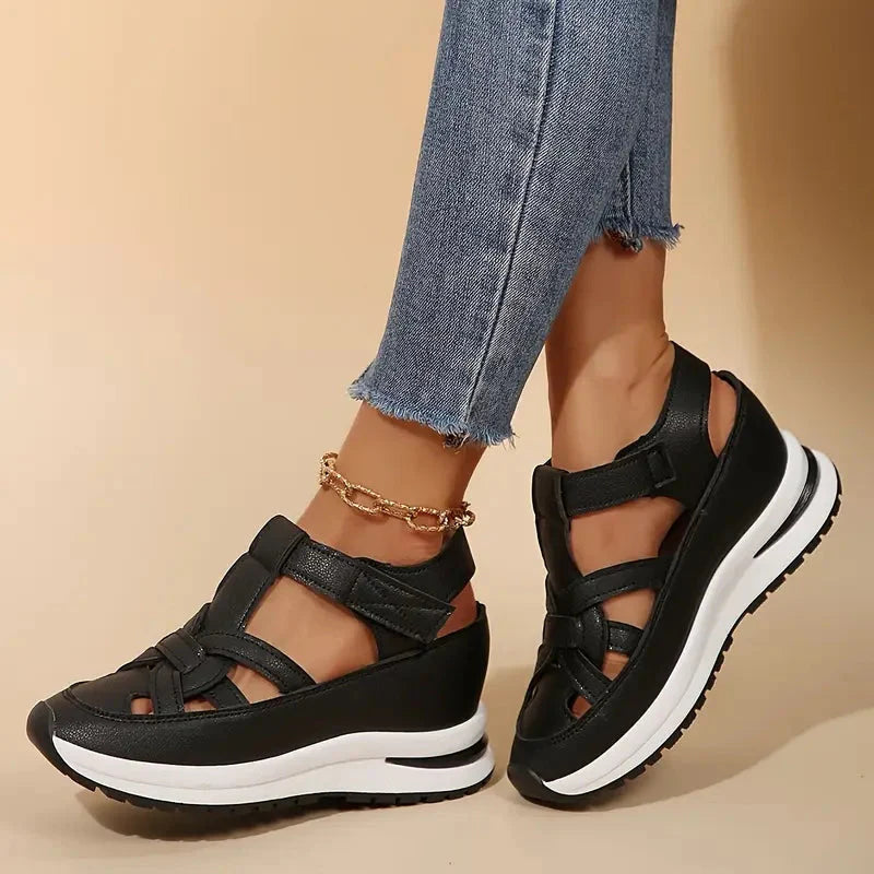 GlideSole Pro All-Day Comfort Wedge Sandals - top-down view showing footbed and strap design