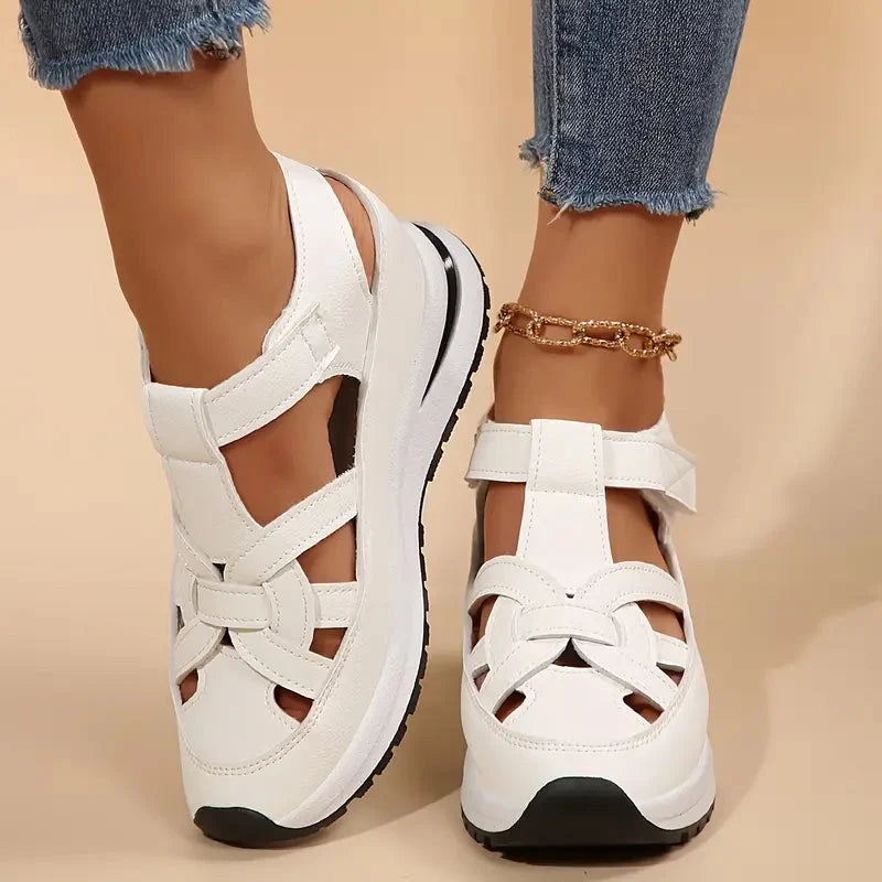 GlideSole Pro All-Day Comfort Wedge Sandals - main product view of lightweight wedge sandal with side zipper