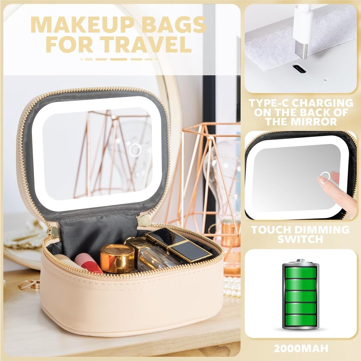 GlowKit Pro+™ kompaktowa kosmetyczka z lusterkiem LED