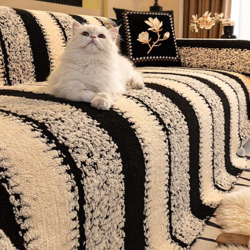 GripPlush Soft Grip Sofa Protector - close-up of soft plush fabric texture and non-slip backing