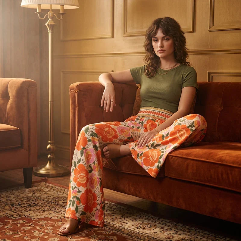 Ilaria Benigni™ Spodnie w kwiatowy print na co dzień