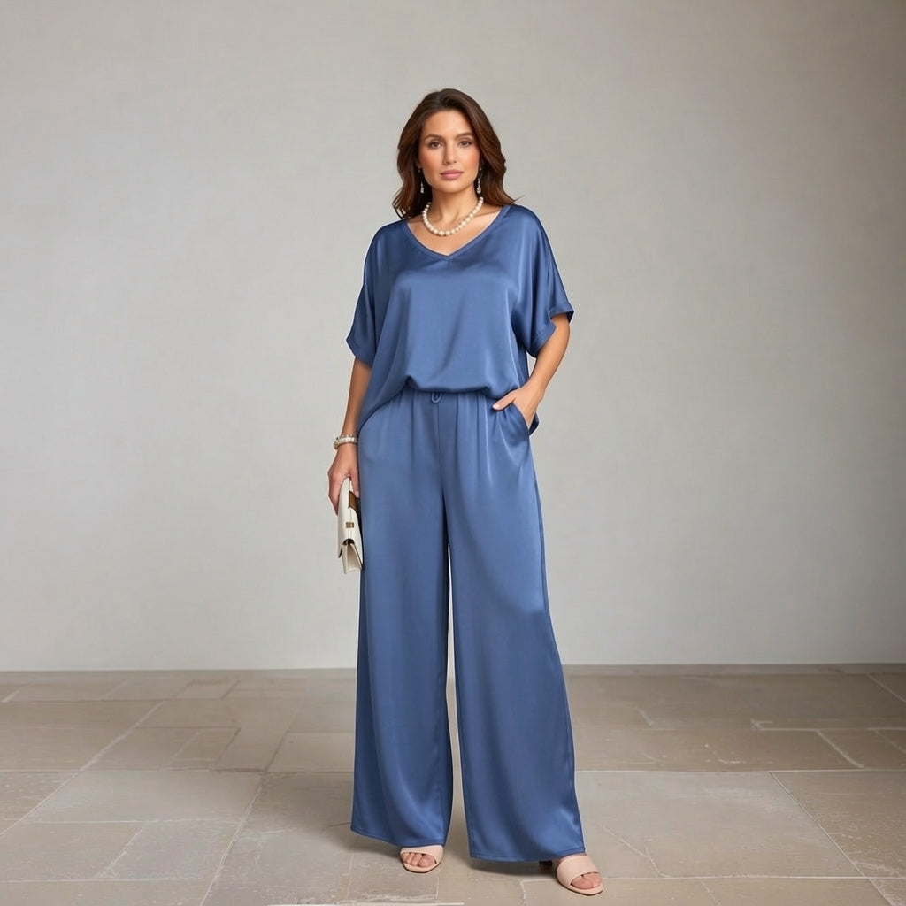 Isabella Caruso™ satynowy komplet loungewear na co dzień