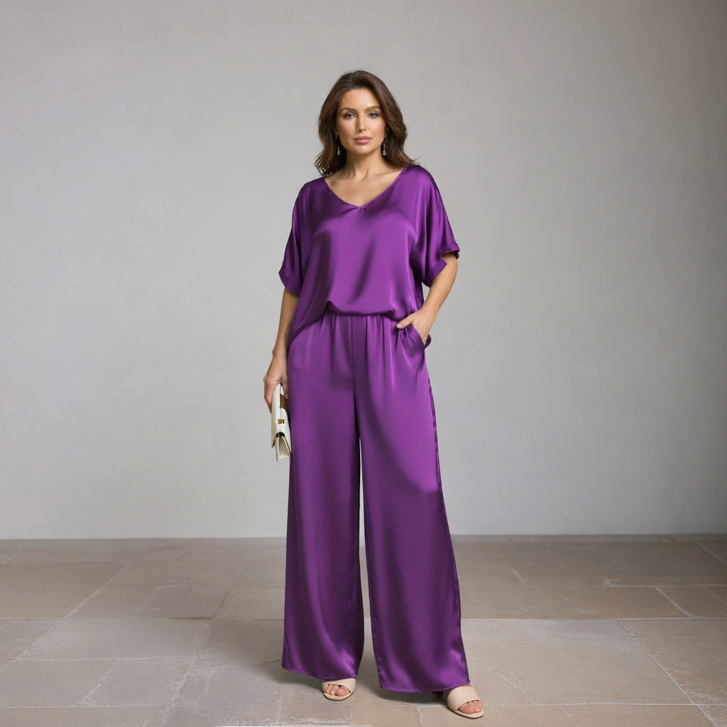 Isabella Caruso™ satynowy komplet loungewear na co dzień