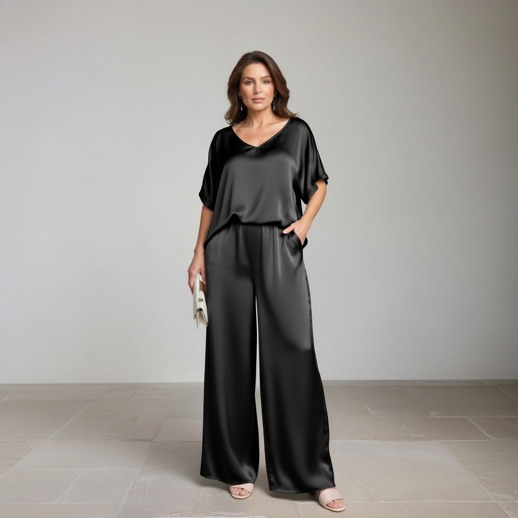 Isabella Caruso™ satynowy komplet loungewear na co dzień