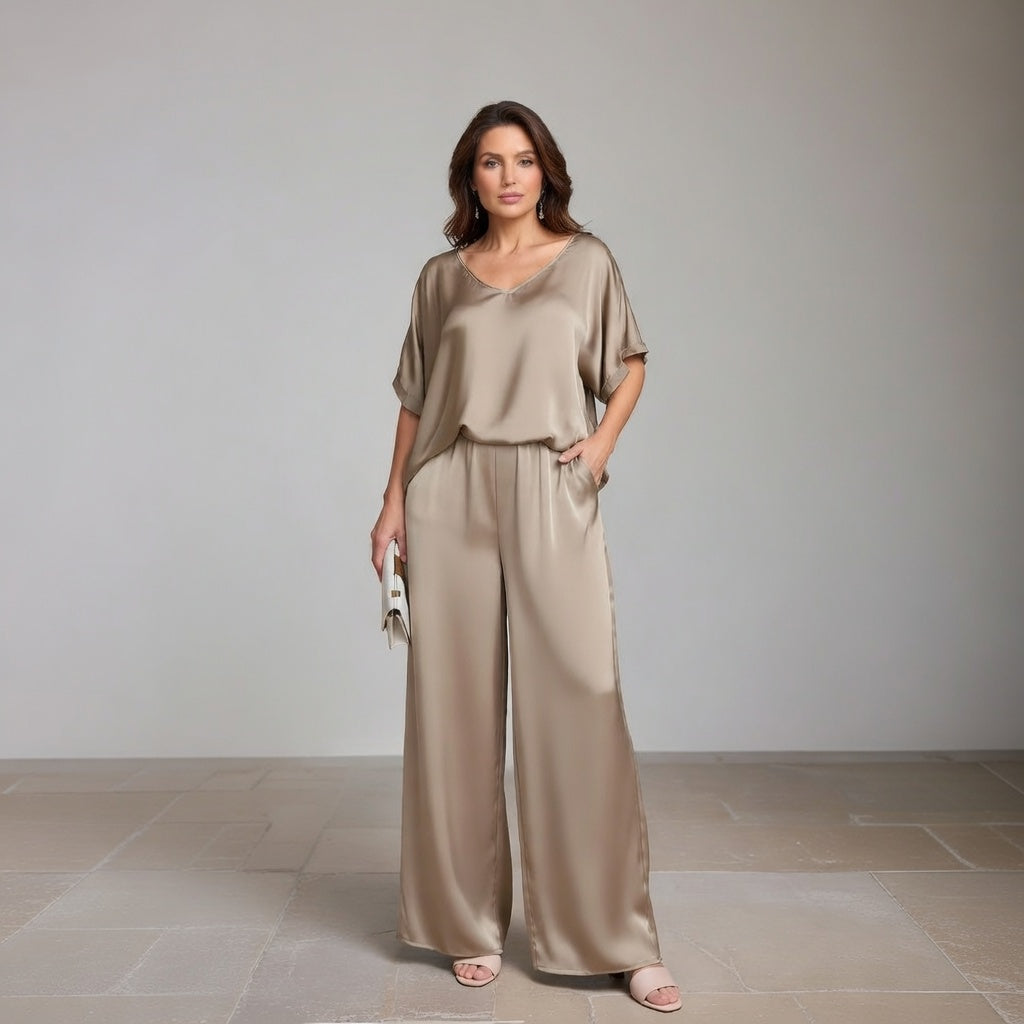 Isabella Caruso™ satynowy komplet loungewear na co dzień