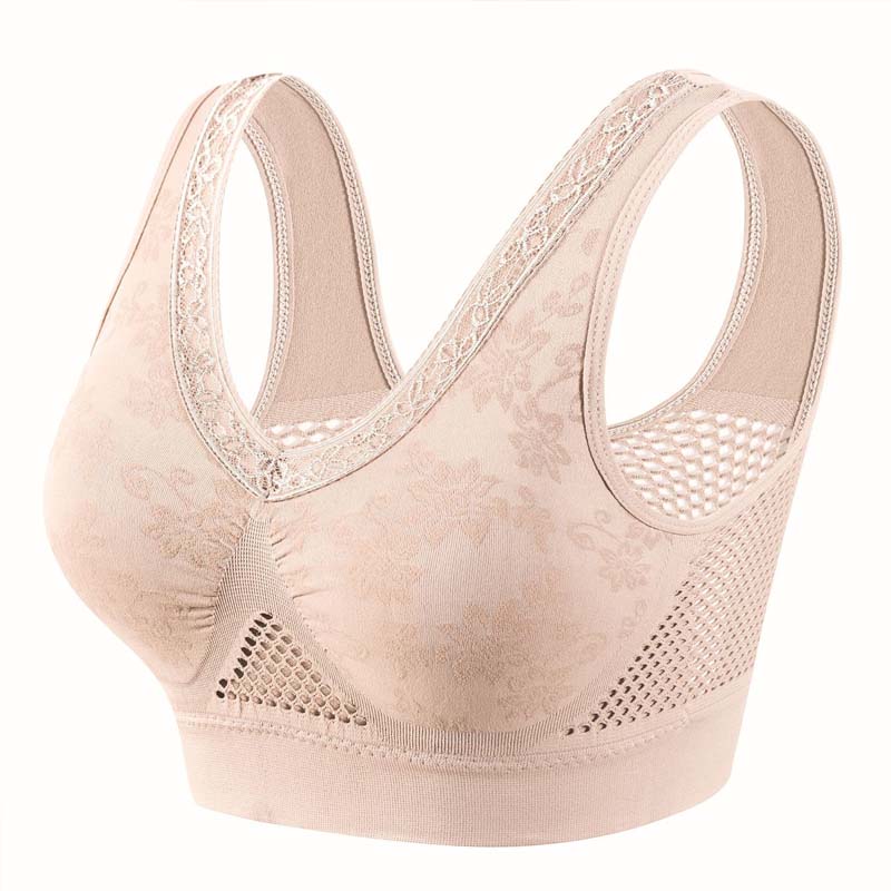 Lacielle Supportive Wireless Lace Bra - close-up fabric detail of wireless lace bra