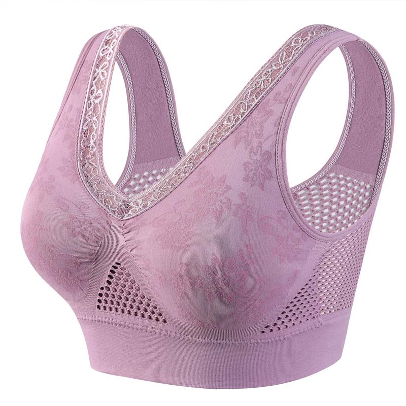 Lacielle Supportive Wireless Lace Bra - overhead flat lay view of wireless lace bra