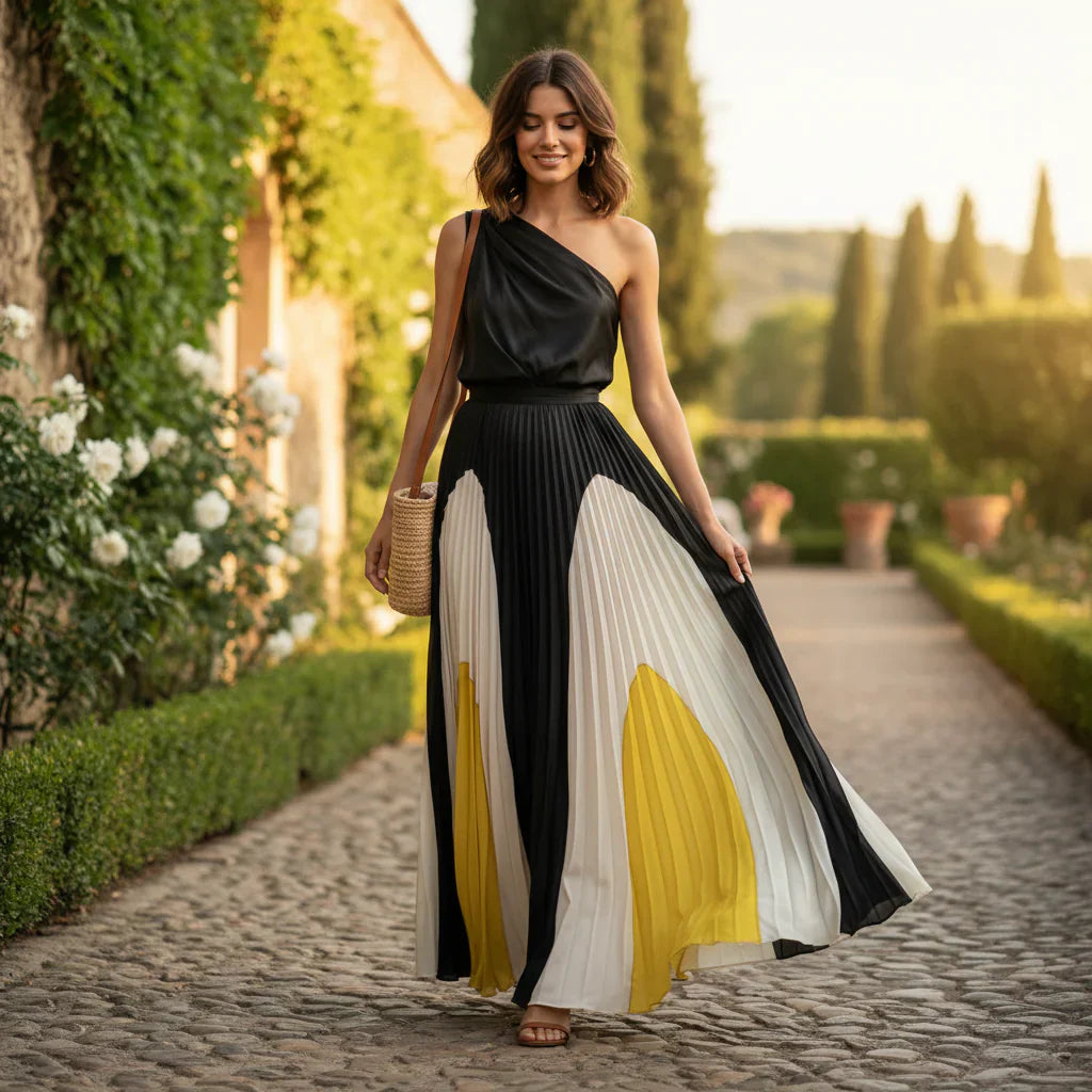 Lara Rufo™ Elegancka sukienka na jedno ramię na wieczorne wydarzenia