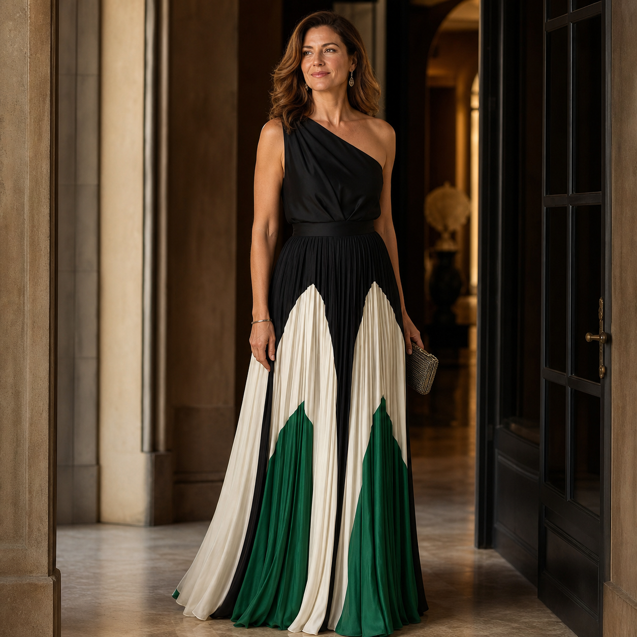 Lara Rufo™ Elegancka sukienka na jedno ramię na wieczorne wydarzenia