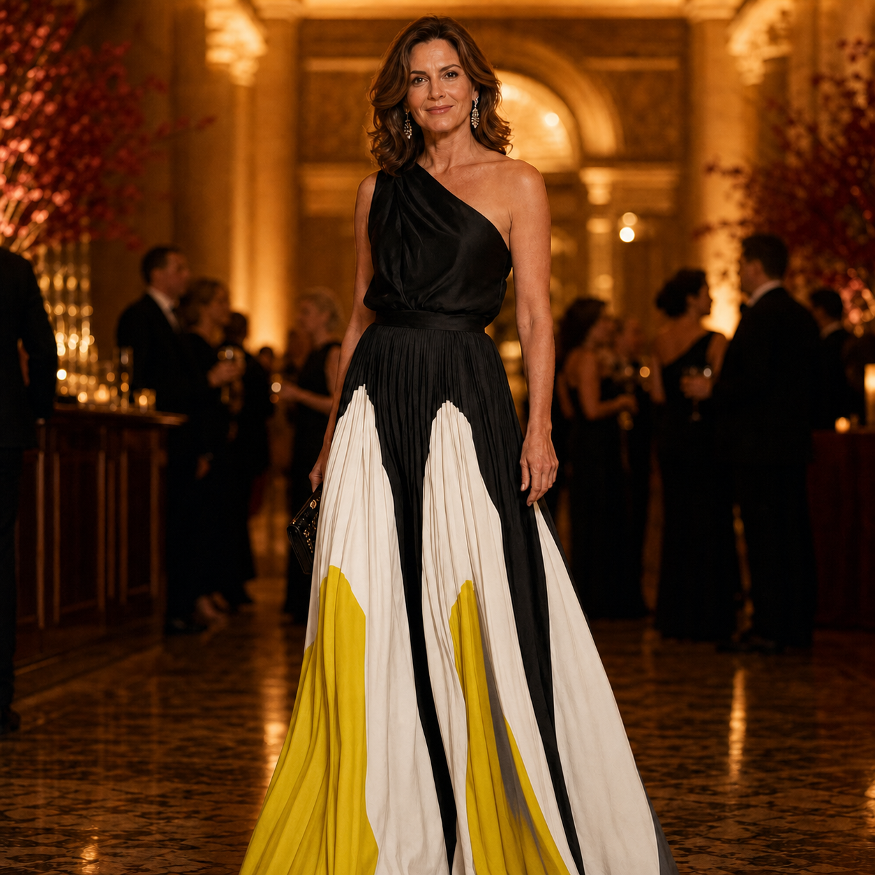 Lara Rufo™ Elegancka sukienka na jedno ramię na wieczorne wydarzenia