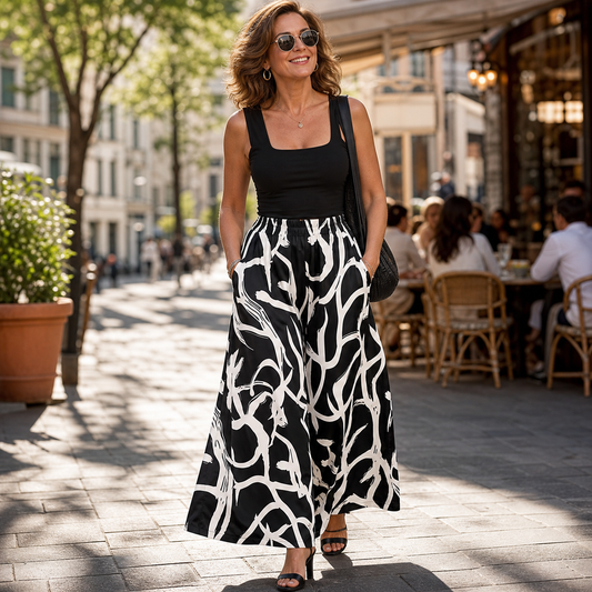 Laura Abbondanza™ Spodnie z wzorem wide-leg do codziennych stylizacji