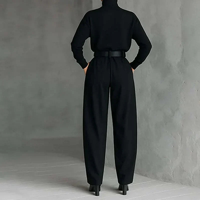 Laura Caetani™ Elegancki komplet damski z golfem w stylu swobodnej elegancji