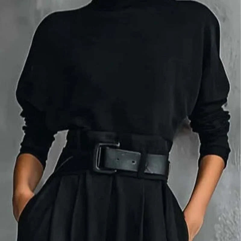 Laura Caetani™ Elegancki komplet damski z golfem w stylu swobodnej elegancji