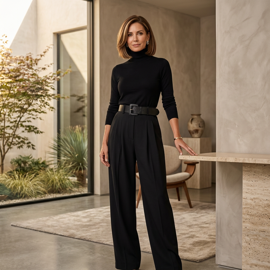 Laura Caetani™ Elegancki komplet damski z golfem w stylu swobodnej elegancji