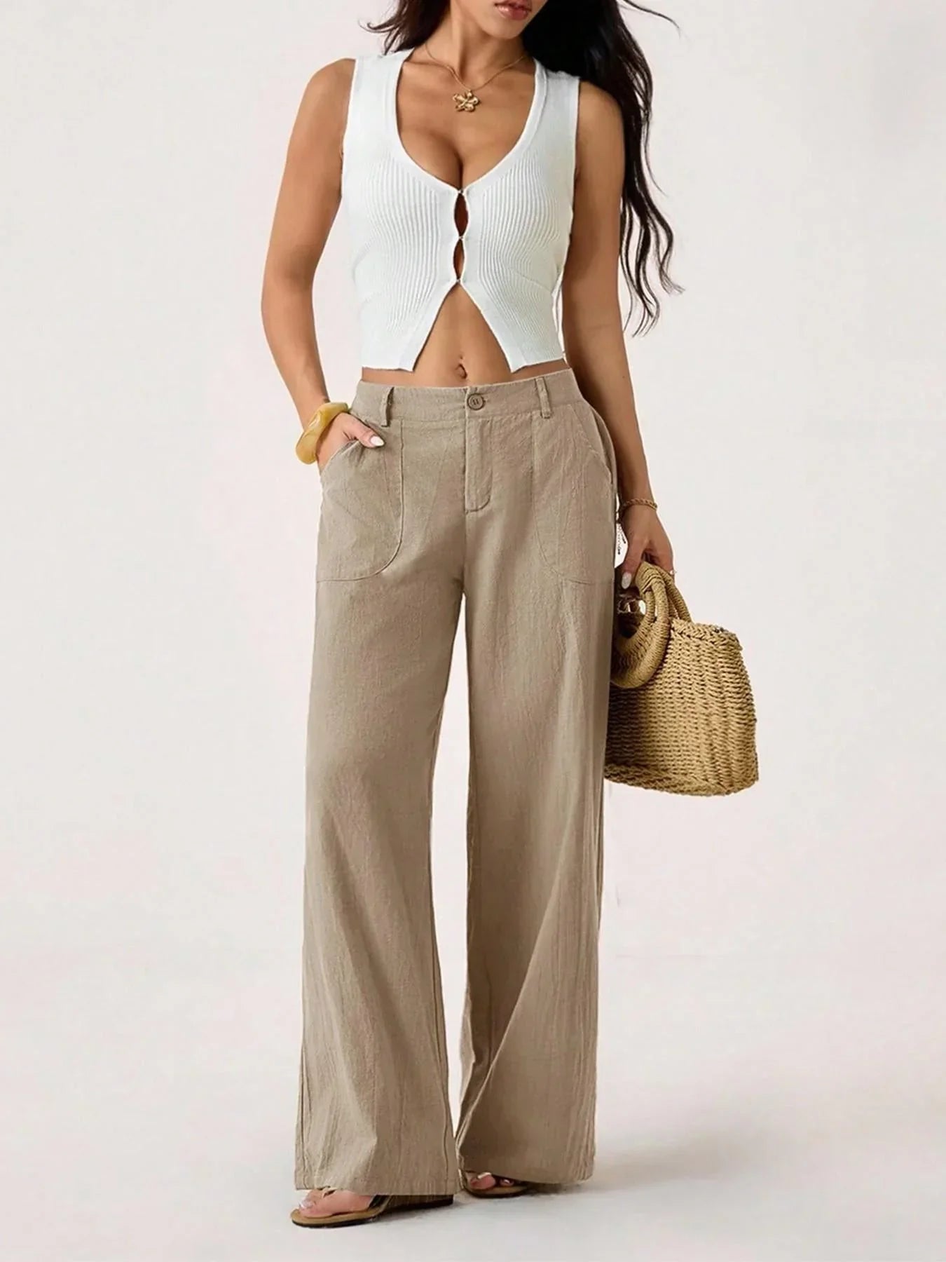 Lucilla Cimino™ Lekkie spodnie wide-leg na letnie stylizacje