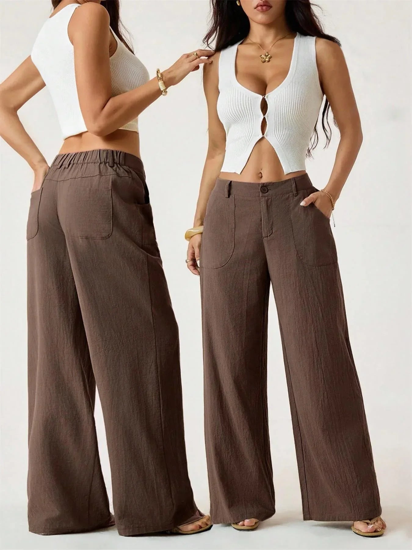 Lucilla Cimino™ Lekkie spodnie wide-leg na letnie stylizacje