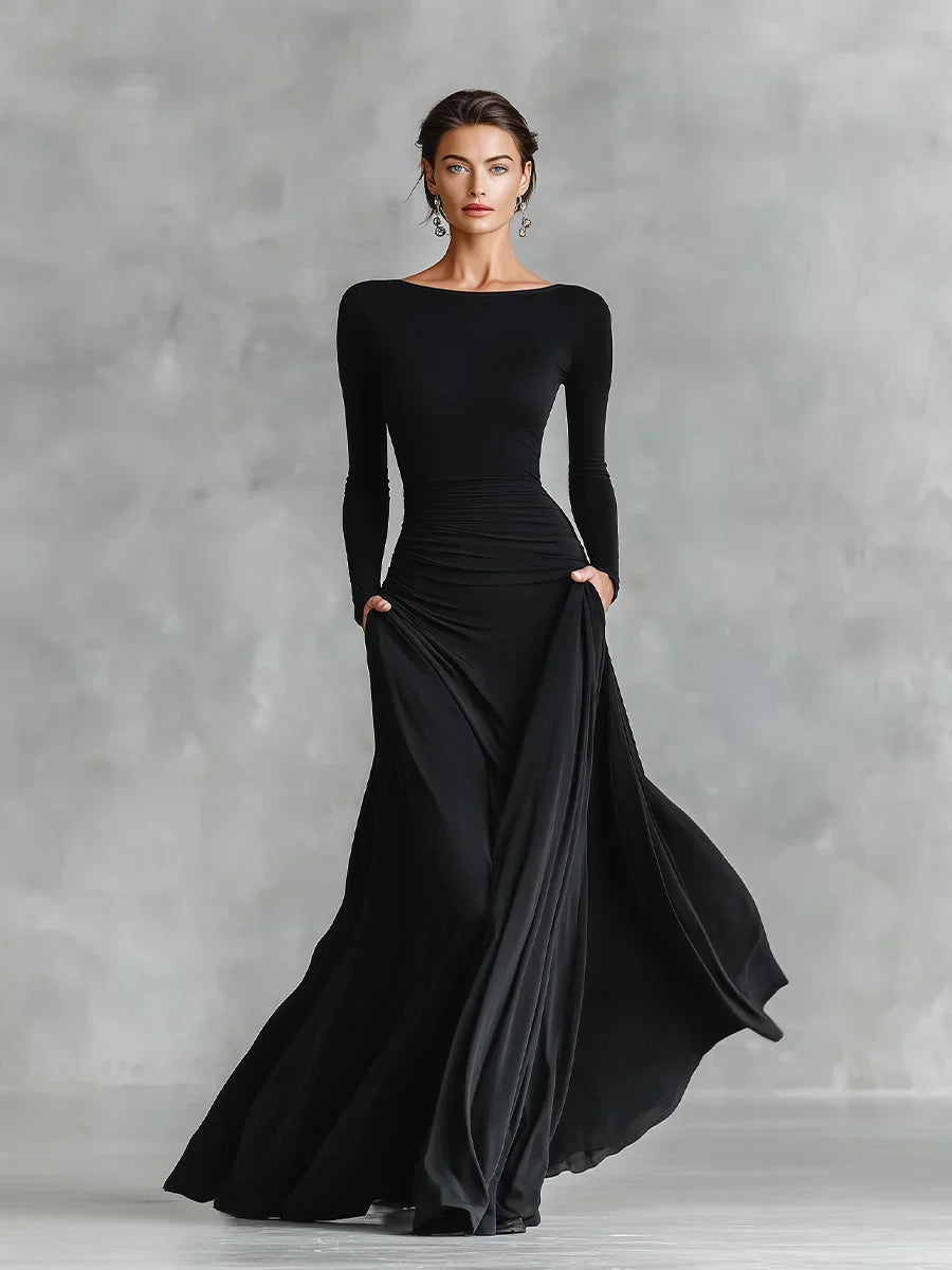 Marcella Cagnolati™ Elegancka falująca sukienka wieczorowa maxi