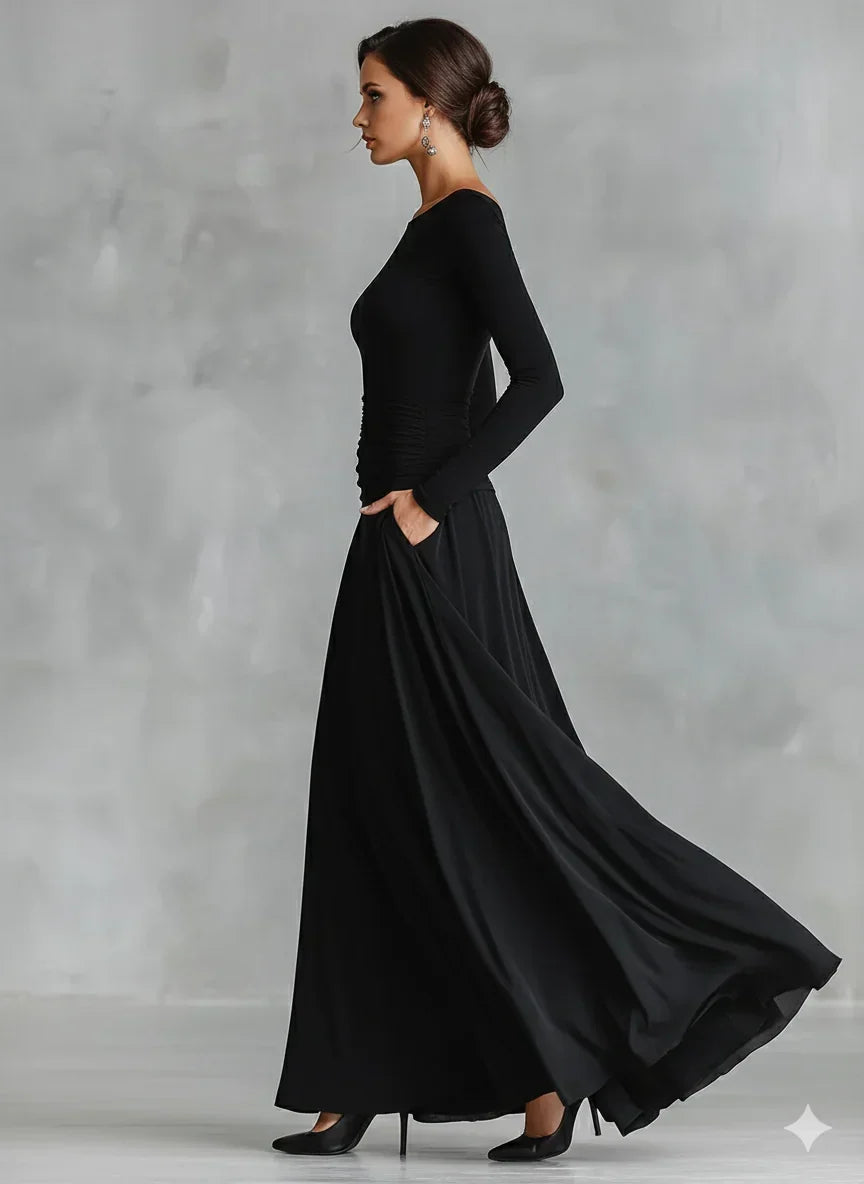 Marcella Cagnolati™ Elegancka falująca sukienka wieczorowa maxi