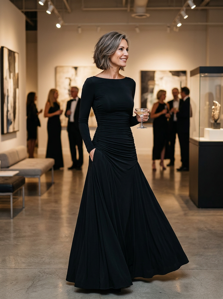 Marcella Cagnolati™ Elegancka falująca sukienka wieczorowa maxi