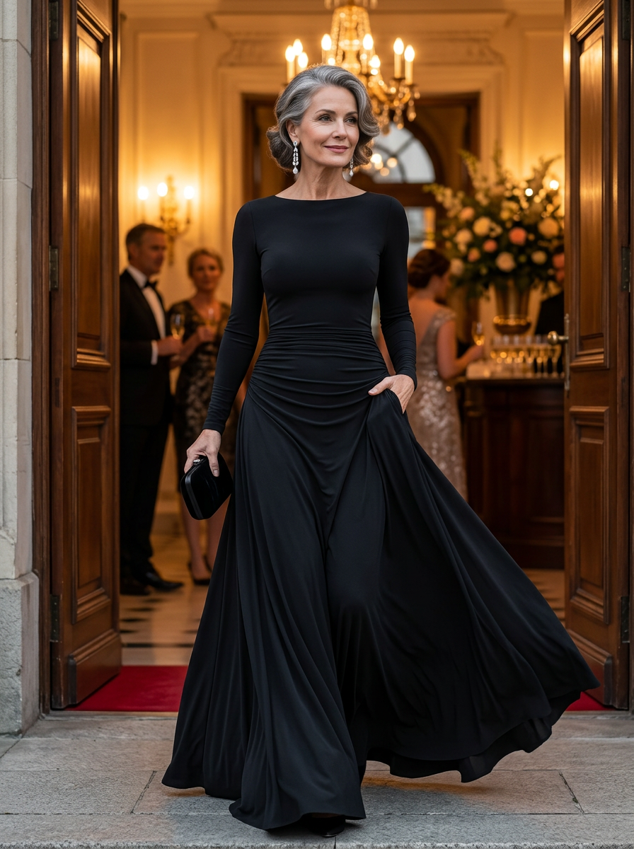 Marcella Cagnolati™ Elegancka falująca sukienka wieczorowa maxi