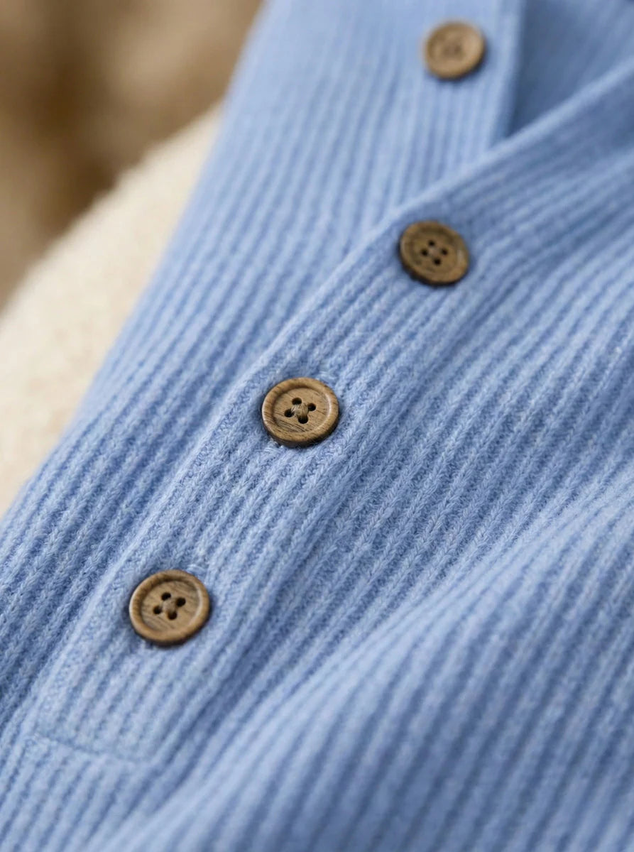 Marina Conforti Cozy Round Neck Sweatshirt - detail of round neckline on solid color sweatshirt