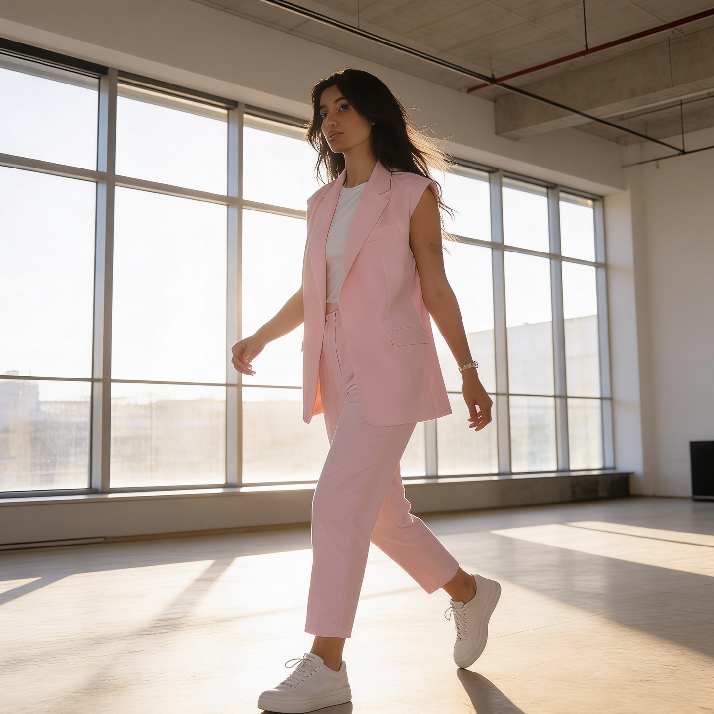 Matilde Neri™ Elegancki komplet z marynarką bez rękawów i spodniami wide leg