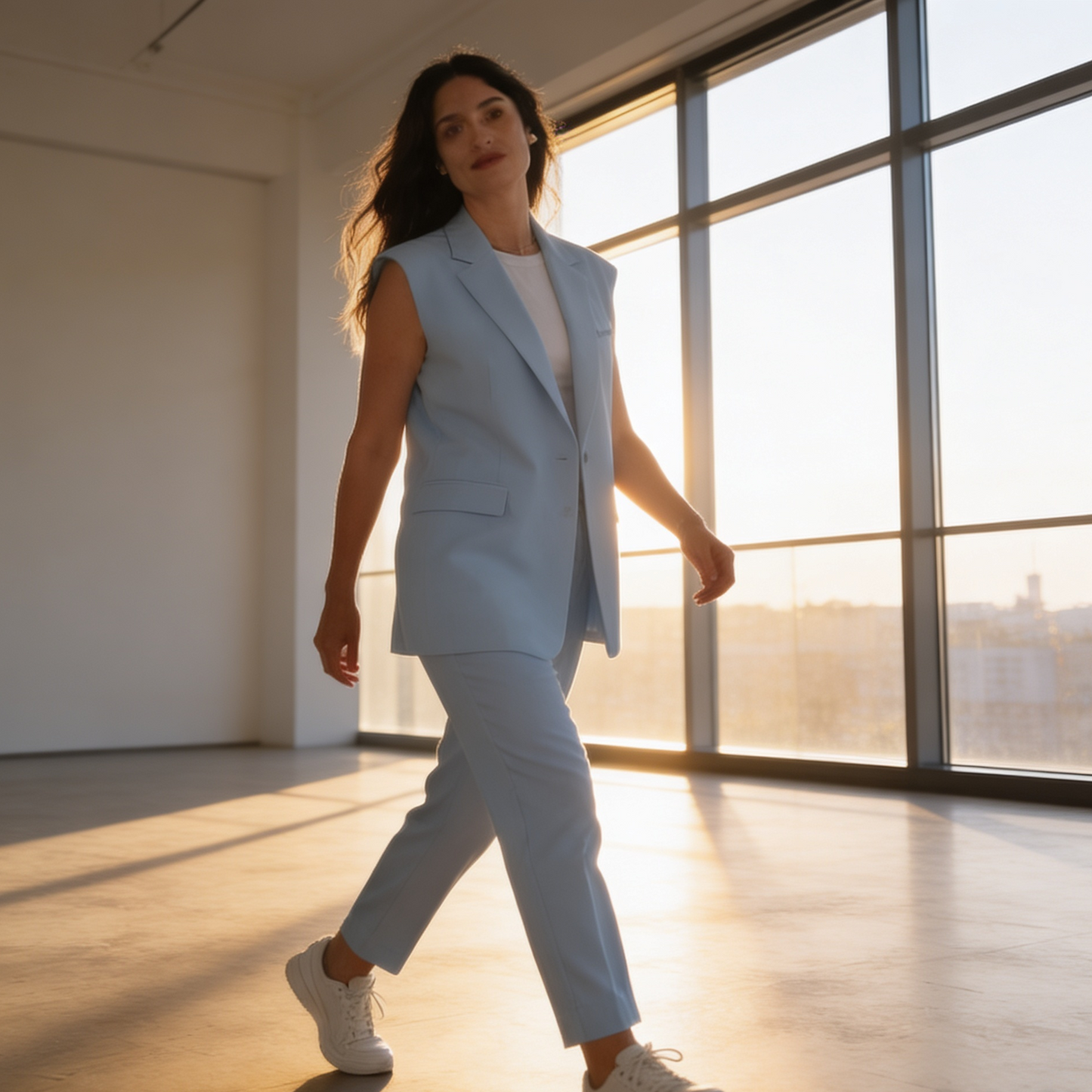 Matilde Neri™ Elegancki komplet z marynarką bez rękawów i spodniami wide leg