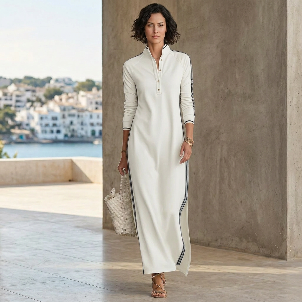 Mirta Visconti™ elegancka sukienka maxi z długim rękawem