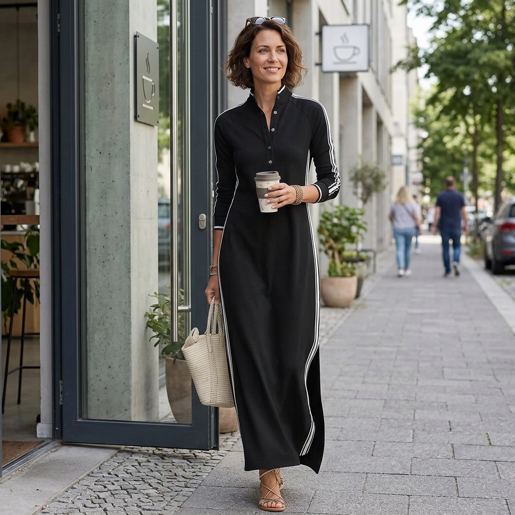Mirta Visconti™ elegancka sukienka maxi z długim rękawem