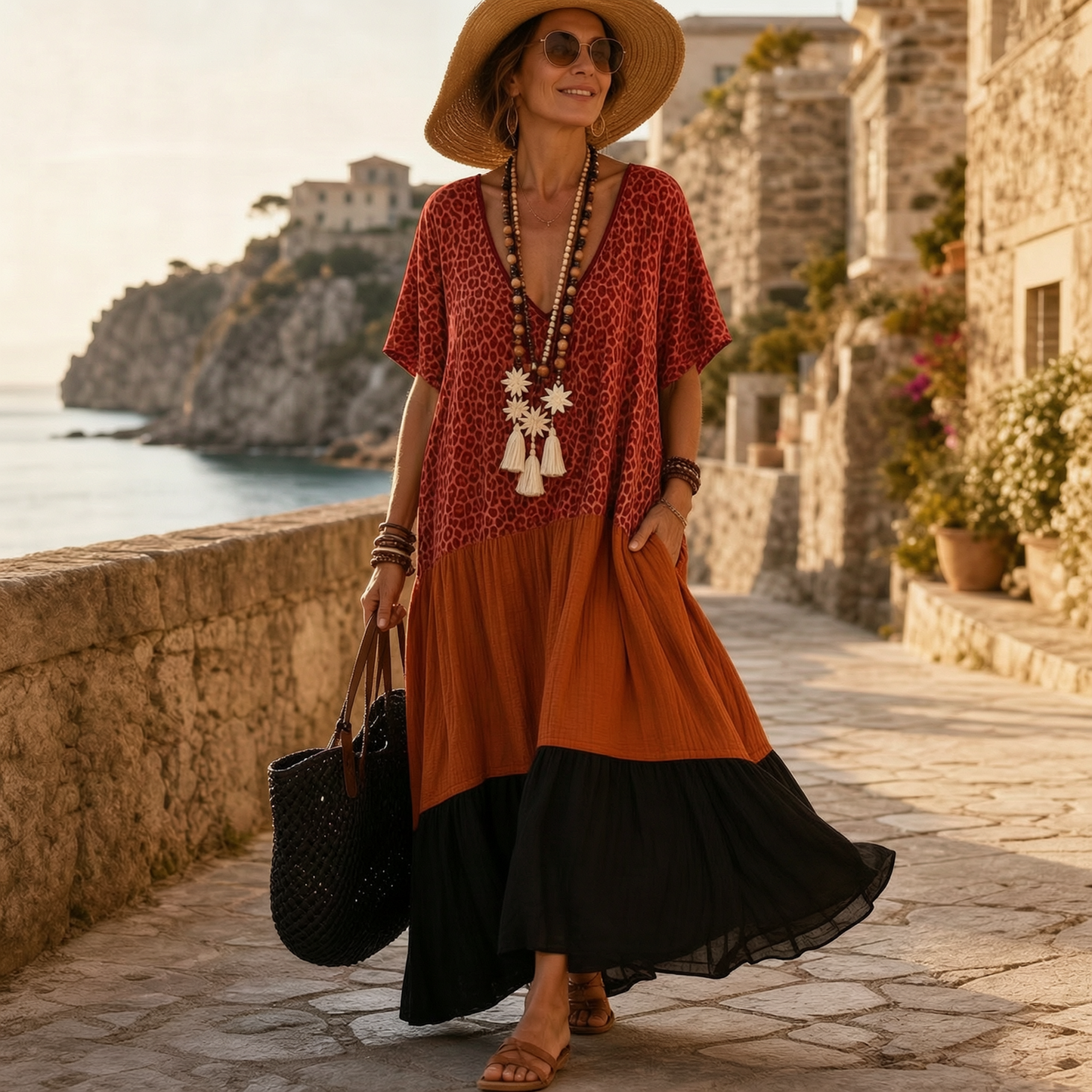 Natalia Severi™ Przewiewna sukienka wakacyjna maxi w stylu boho dla efektownego stylu