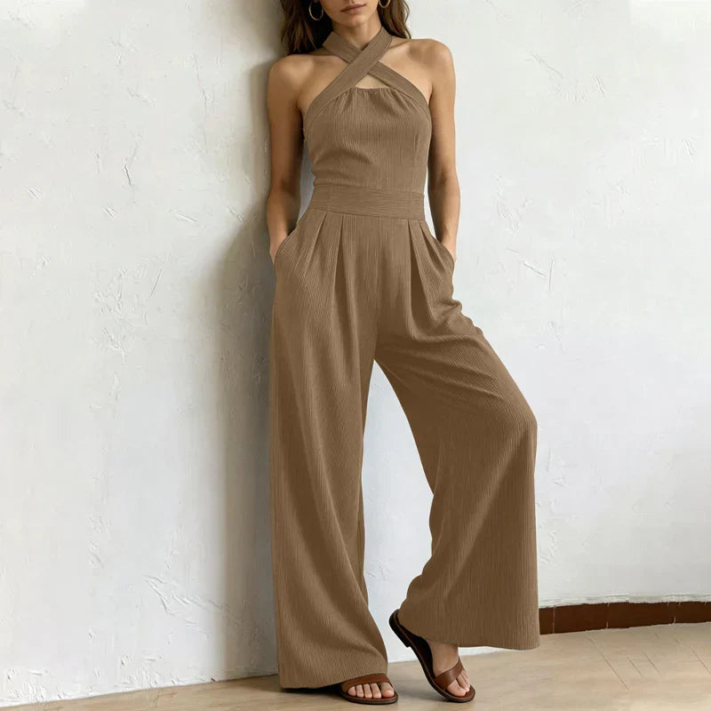 Nella Tartaglia™ Przewiewny kombinezon letni halter dla swobodnej elegancji