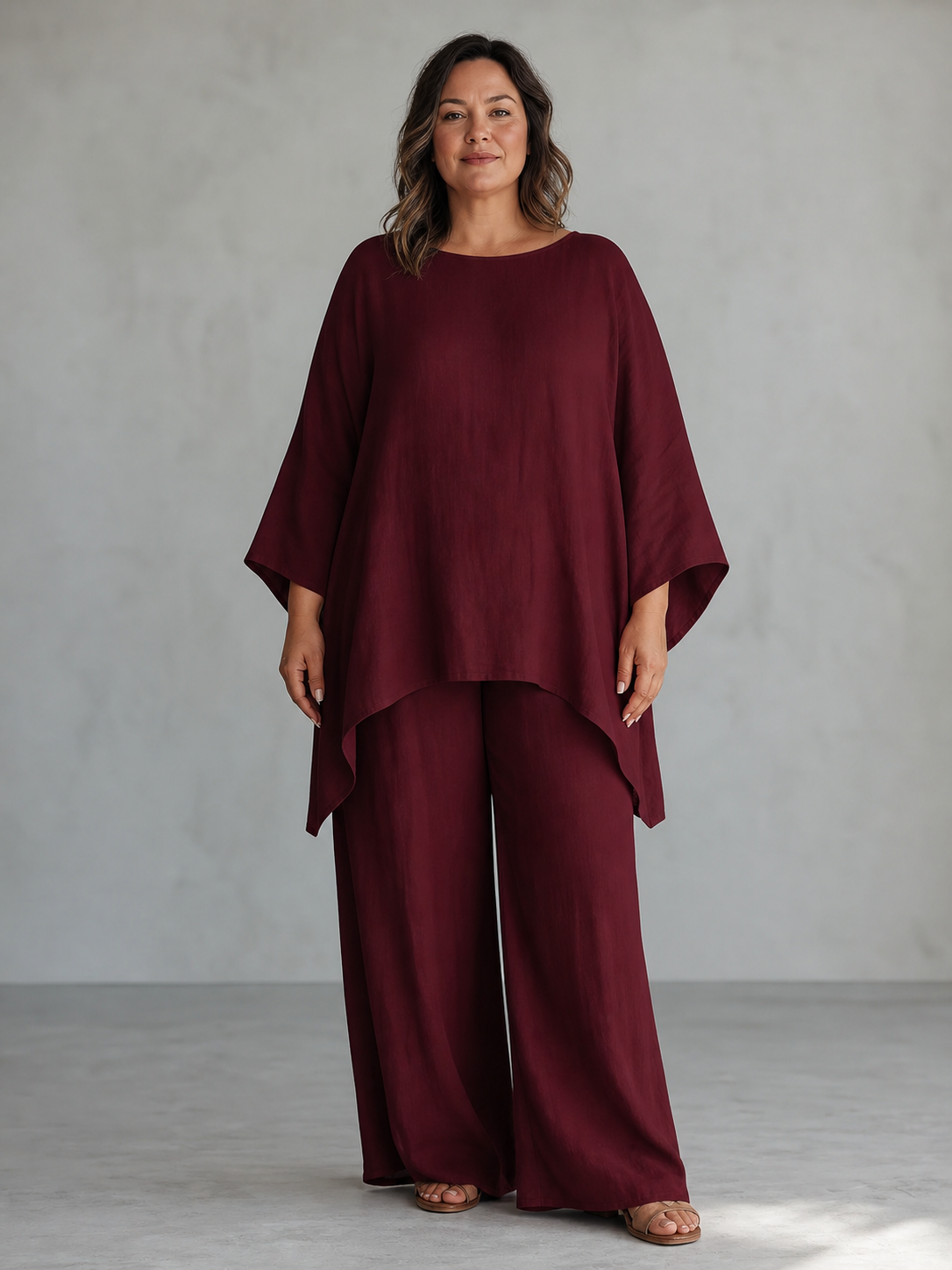 Nicoletta Ridolfi™ Zwiewny komplet z bluzką i spodniami o swobodnym charakterze