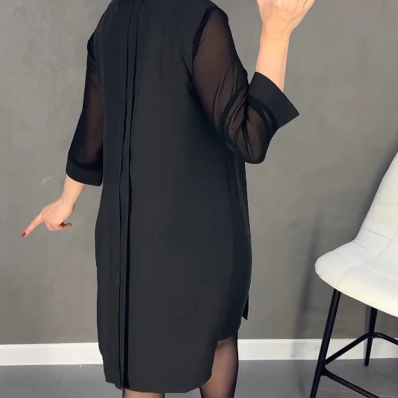 Norma New Straight Medium Sleeve Dress - three-quarter angle view showing silhouette