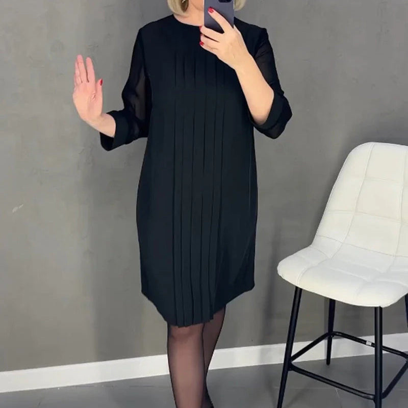 Norma New Straight Medium Sleeve Dress - front hero view of minimalist straight sleeve dress