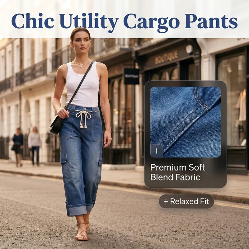 Novella Women's Casual Wide Leg Cargo Pants - main front product view