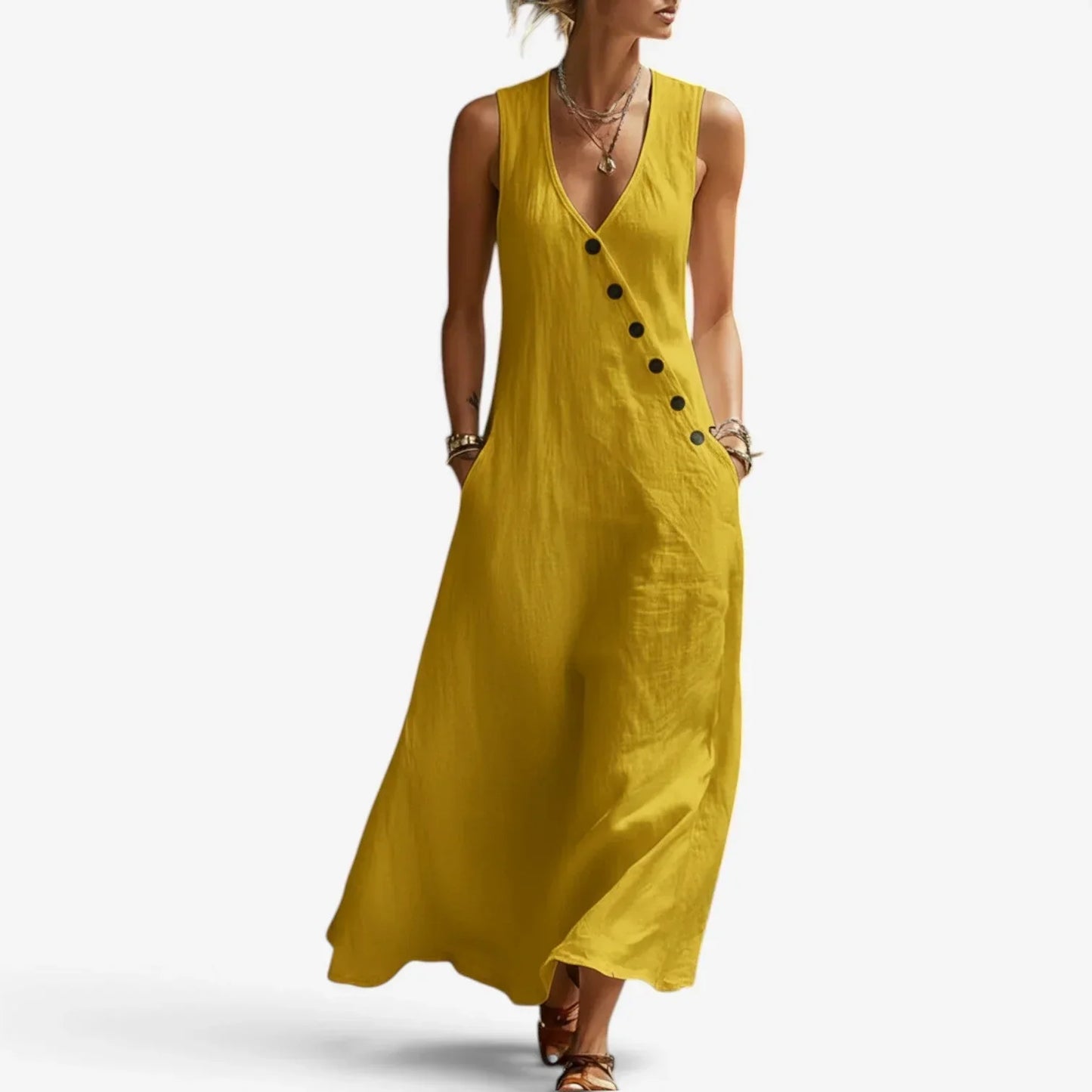 Olivia Righetti™ Letnia sukienka maxi bez rękawów dla swobodnej elegancji
