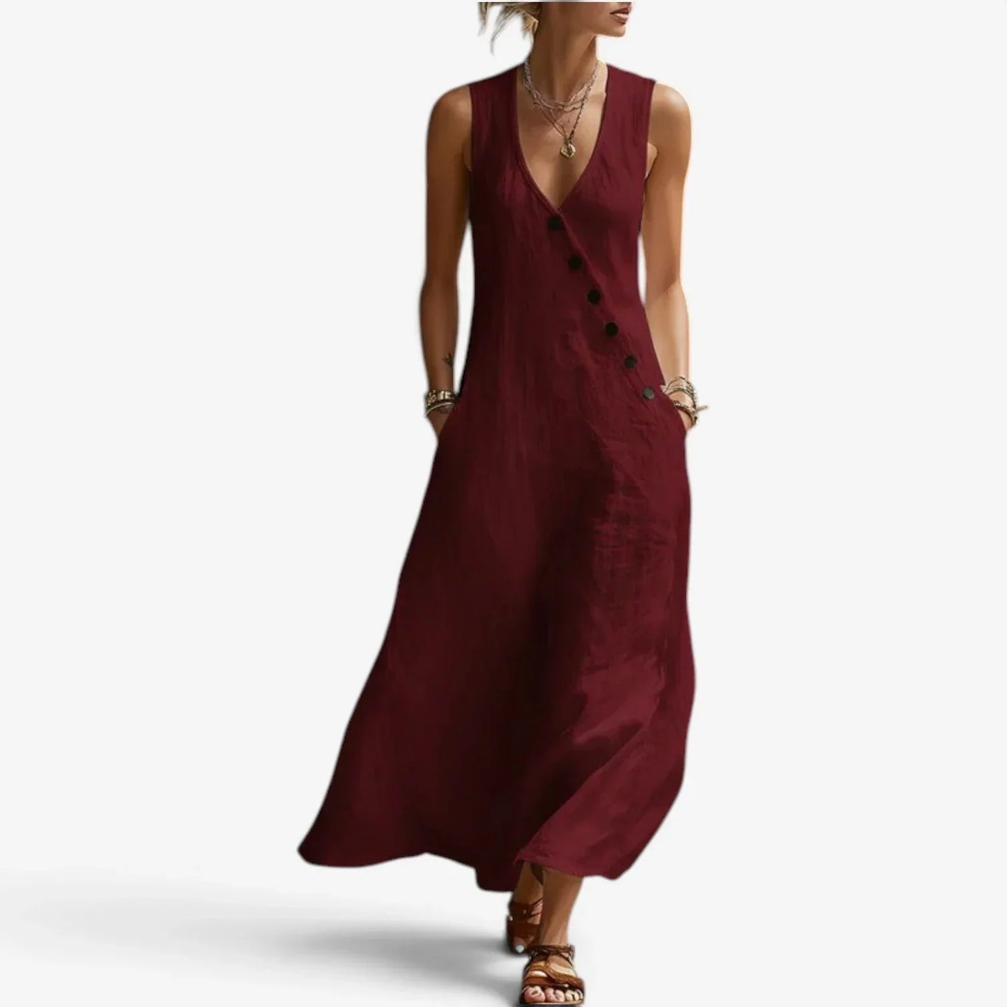 Olivia Righetti™ Letnia sukienka maxi bez rękawów dla swobodnej elegancji