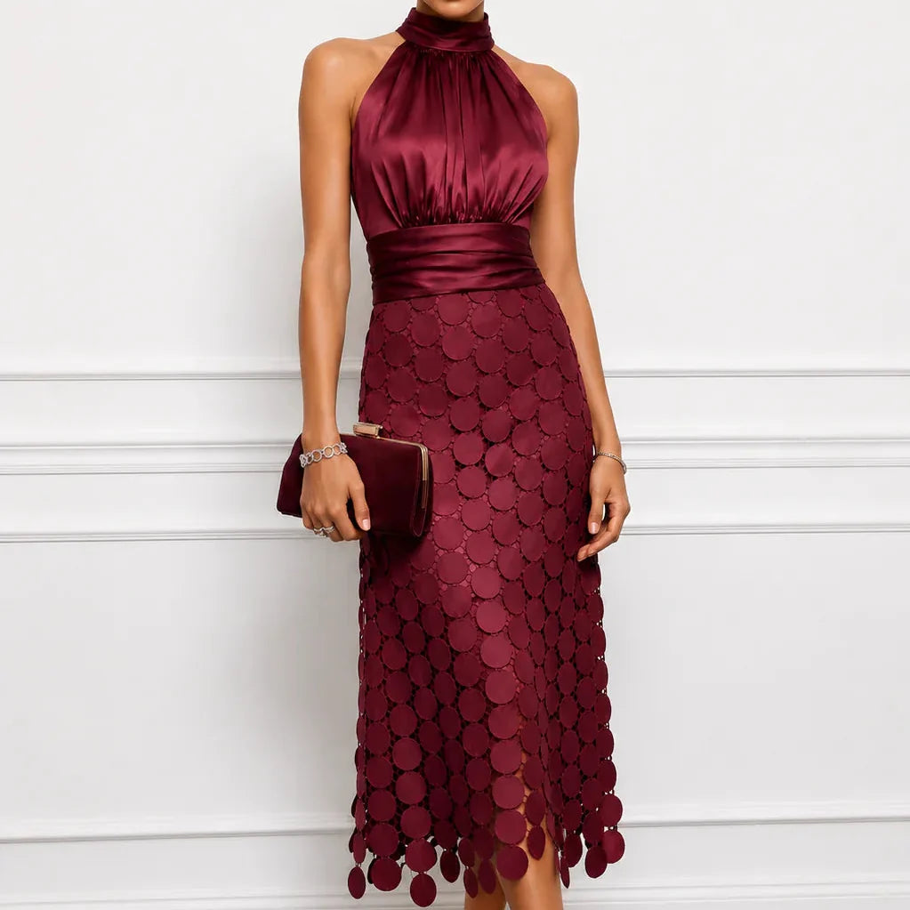Orsola Truffi™ Zwiewna sukienka midi z dekoltem halter dla bezwysiłkowej elegancji