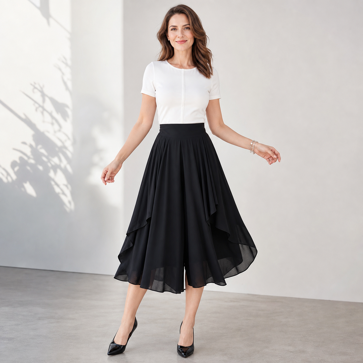 Patrizia Curci™ Zwiewne spodnie z szyfonu z wysokim stanem dla codziennej elegancji