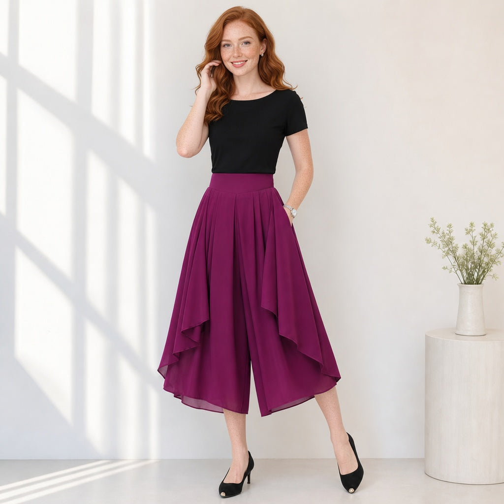 Patrizia Curci™ Zwiewne spodnie z szyfonu z wysokim stanem dla codziennej elegancji