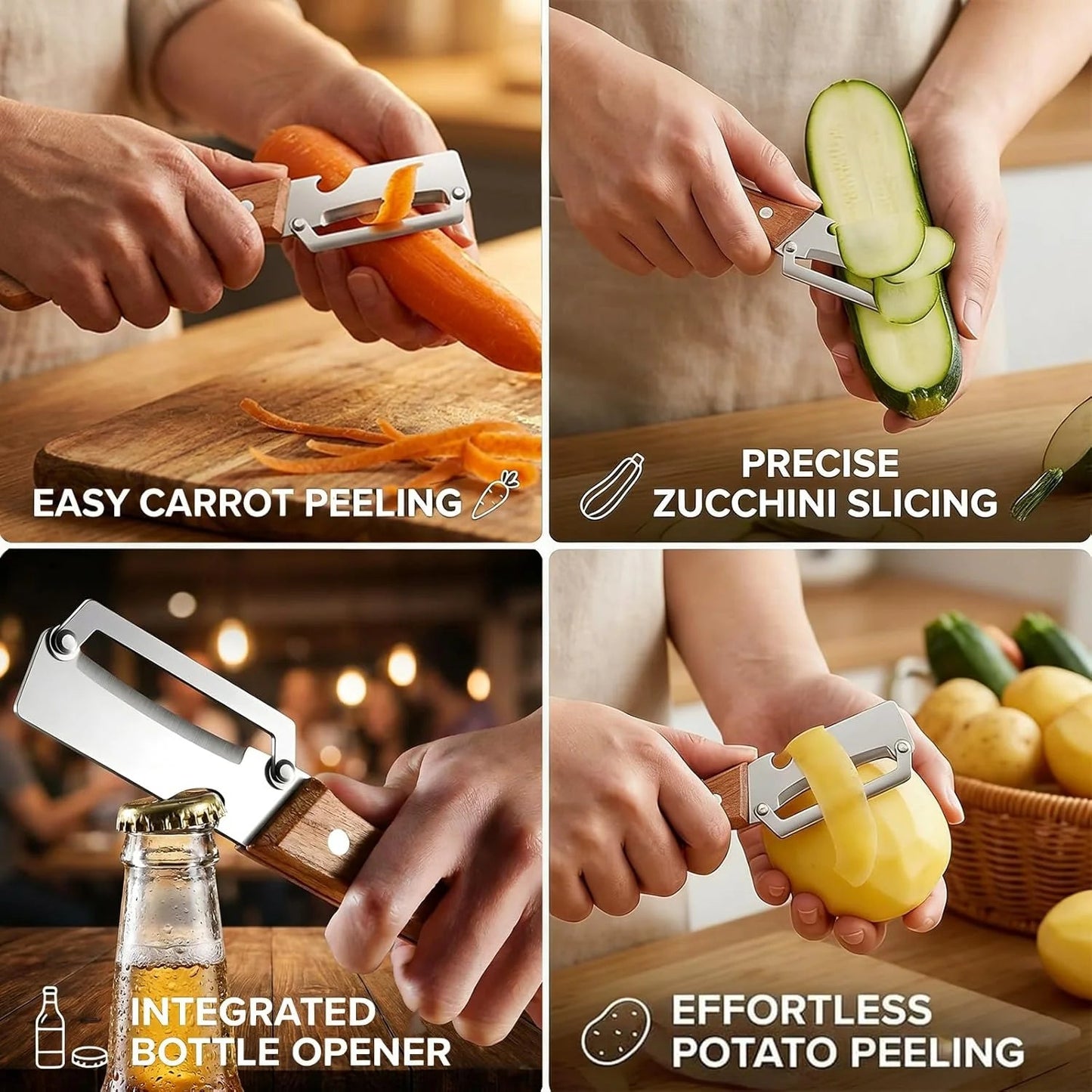 PeelPop PeelPop Pro Everyday Peeler and Bottle Opener - full product flat lay view