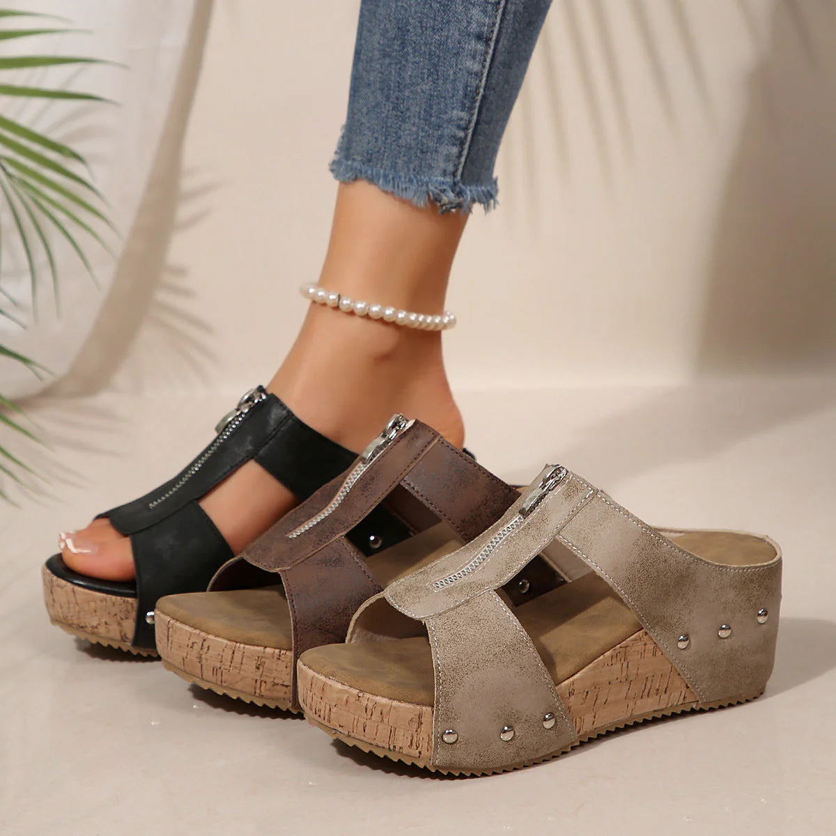 Perla Falzone™ Comfortable Heeled Sandals with Zipper - editorial lifestyle content image