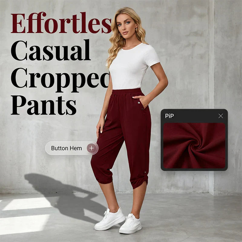 Raffaella Demarco Flattering Capri Pants - main view of casual women's capri pants with elastic waist